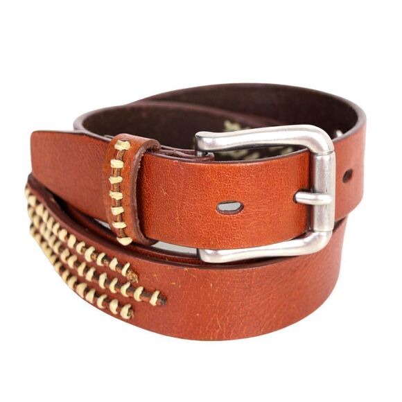 TAN BROWN GENUINE LEATHER 1 1/8"Wd DRESS CASUAL WOMEN'S BELT Sz M (M16 - Picture 2 of 12